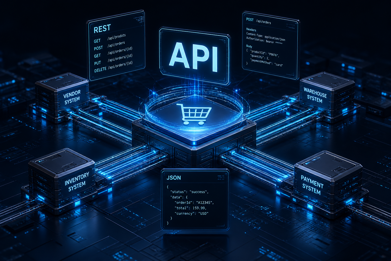 API connections between the cart and other systems