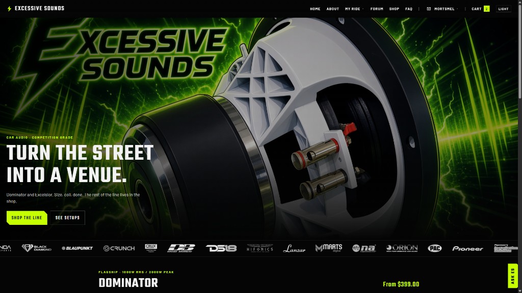 Excessive Sounds website layout